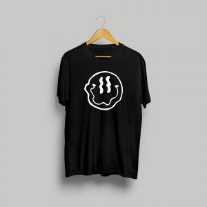 Acid house T-shirt Black / white print Smiley face