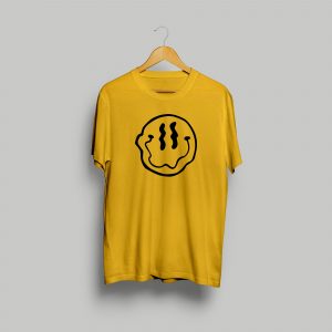 Acid house T-shirt Yellow / Black print Smiley face