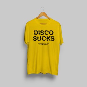 Disco sucks tshirt yellow