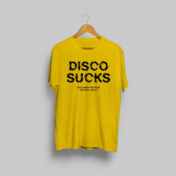 Disco sucks tshirt yellow