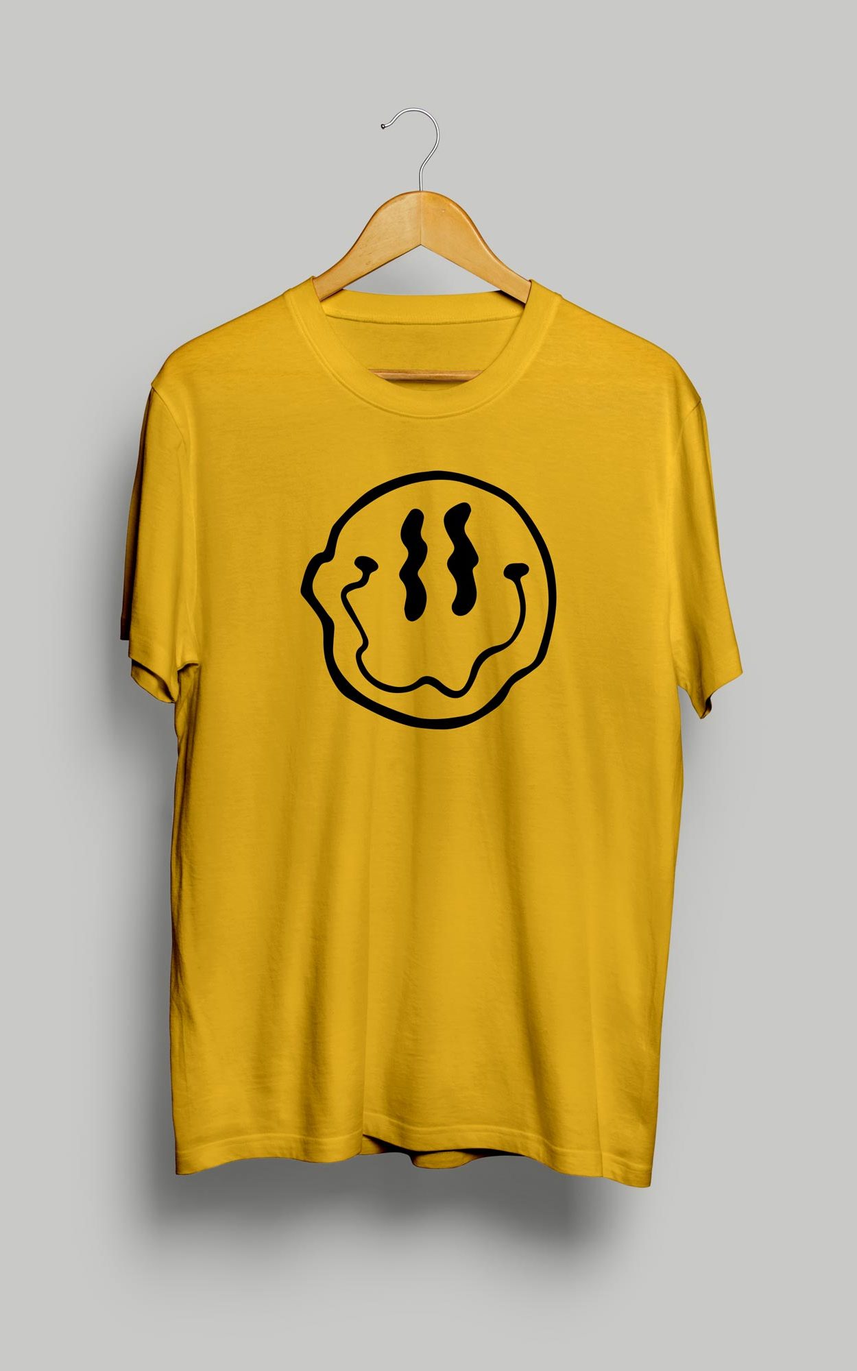 Acid house T-shirt Yellow / Black print Smiley face