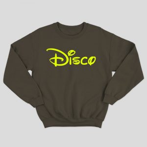 Disco Sweater Olive Green with lime print