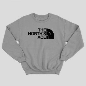 The North's Ace Sweater heather grey with black print large logo