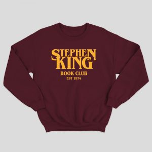 Stephen King book club sweater - Burgandy with Apricot print