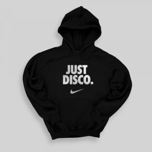 Just Disco Hoodie Black with Silver Foil print